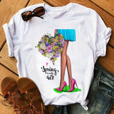 Women Sunflower Girl Printed T