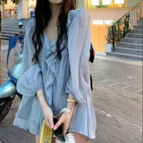 Women Elegant Ruffles Leisure Solid Newest Chiffon Fashion Two-piece Daily Design Popular Cozy Basic Teens Vintage