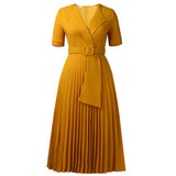 Fongt Sexy Short-Sleeved V-Neck Fashion Elegant Pressure Folding Large-Size High-Waisted African Dress