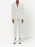 QUALITY Newest 2023 Designer Fashion Jacket Sets Women's One Button Zippers Split Blazer Pants