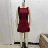 Fongt Sexy Body-Claming Square Skirt 2025 Spring Sling Velvet Bow Mini Dress