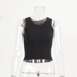 Fongt Vest Women 2025 Summer Solid Color Repair Thread Inside The Top Wearing Short Y2K Vest