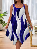 Fongt 2025 Summer Fashion Swing Shoulder Strap Print Lady Large Size Dress Random Print