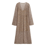 Fongt Wind Spring City Casual Loose-Fitting Sleet Shirt Dress V Collar Long Beads Of The Flute Dress 3618862