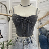 Fongt Beat With Chest Pad Adjustable Strap With Denim Vest Strap Strap Slings Bras