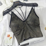 Summer Short Sling Dress Slit Women's Small Vest Club Sexy Cross-Back Neck Net