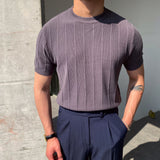 Fongt Summer New Korean Version Of The Knitted Round Neck Short-Sleeved T-Shirt Man Trend T-Shirt Man