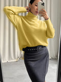 Fongt And Winter Pure Color Short High-Collar Sweater Women's Loose Leisure Knitting Shirt 2025 New Thicker Top