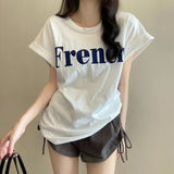 Fongt New Net Red Ins Super Fire Show Thin Shoulder Sweet Cool Short-Sleeved T-Shirt Loose Female Summer Student Coat