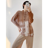 Fongt Folded Texture High-End Design Wrinkle Single-Drip Buckle Coat Women's Spring And Autumn New Messy Comfortable Open Shirt