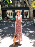 Fongt Xixi 2025 Autumn New White Standard Elegant High-Rise Sling Dress Thin Print Dress Women 88433