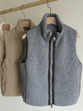 High-End White Duck Down Down Vest Female 2024 Autumn And Winter Thick Knit Stitching Warm Vest Vest Coat Tide-Outfit