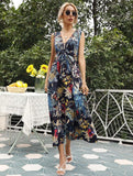 Women's Wear Station Summer New Print Sexy V Collar Sleeveless Dress-Outfit