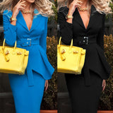 Fongt Spot Women's Wear 2023 New Solid Color Professional Suit Skirt Two-Piece Set-Outfit
