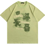 Fairy Bear Cute Graphic T Shirts Kawaii Clothes for Teens Light Green Apricot Cotton Tee Tops Oversized Summer Large