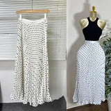 Fongt Fashion Folding Wave Half-Dress French Sweet High-Waisted A-Shaped Skirt Mid-Long Folds Skirt