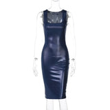 Blue Sequin Bodycon Sleeveless Square Neck Mini Dress-Outfit