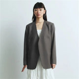 Fongt Suit Spring And Autumn New Cushion Shoulder Leisure Fashion Temperament Slim Thin Professional Gray Small Suit Jacket