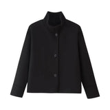 Fongt Winter Women's Fashion With Pure Color Single Buckle Collar Loose Wool Coat