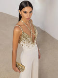 QUALITY Newest Fashion Summer 2023 Women's Spaghetti Strap Stunning Strass Stone Didmonds Beading Straight