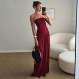 Fongt Summer New Women's Breasts Collar Without Sleeves And Shoulders Loose Dress
