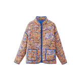 Fongt Women's Clothing 2025 Autumn 11 Thin Cotton Clothes Printed Collar Double Pocket Cotton Jacket Loose Coat