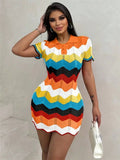 Fongt New Ramming Polo Collar Knitted Bag Hips Fashion Sweater Repair Dress