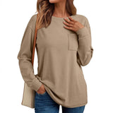 Fongt Women's Long-Sleeved Top Loose Autumn Winter De Velvet Casual Collar Jersey