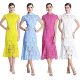 Fongt Sister Fan 2025 Round Collar Short-Sleeved Water-Soluble Lace Hollow Waist-To-Sleeves