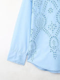 Women's Lapel Hollowed-Out Embroidery Long-Sleeved Single-Breasted Shirt 7969071-Outfit