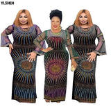 Velvet African Dresses For Women Dashiki Mesh Ruffle Sleeve Robe African Dress Africa Clothes Christmas Diamond Party Maxi