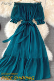 Dress Women Sexy Off The Shoulder Slash Beach Chiffon Dresses Ladies Elegant A Line Bandage Party Dress Long