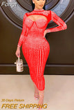 Beautiful Mock Neck Crystal Midi Dress Womens Sparkle Black Mesh Rhinestone Party Dress Birthday Outfits Sexy