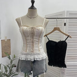 Fongt Self-Breasted Tector-Boo-Tie Baroque Lace Strapped Sling Vest Short Corset 8832