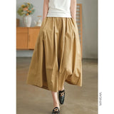 LOOSE White Pants Elastic Waist Solid Women's Summer Pants Cotton Big Pocket Design Wide Leg Women's Summer Cropped