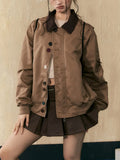 Fongt Brown Cleanfit Bump Color Jacket Coat Female Spring And Autumn Design Sense Lapel Versatile Niche Top Tide-Outfit