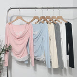 Spring Fake Two Lace Lace Collar Folded Long Sleeves Slimming Bottom T-Shirt Blouse Woman
