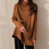 Fongt New Fall / Winter 2023 Retro Lazy Wind Coat With A Long-Sleeved Knit Bottom Turtleneck-Outfit
