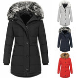 Women's Autumn And Winter New Women's Hat Warm Slim Cotton-Padded Clothes In The Long Solid Color Coat-Outfit