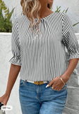 Hot Style 2024 Ebay New Fashion Blue Stripe Button Design Shirt Top-Outfit