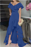 Fongt Temperament Sexy V-Neck Irregular Solid Color Hem Leaves On The Edge Of The Individual Design Lady