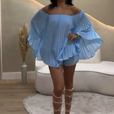 Fongt Summer New Women's Shoulder-To-Shouldered Small Shorts Half-Dress Temperament Fashion Set