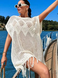 Fongt Beach Hoodie Hollow Knitted Loose Esui Seaside Resort Swimwear Shirt Woman