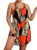Fongt Summer Sexy 3D Printed Mini Dresses Women's Sleeveless Size Women's Dress