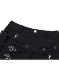 Dark Sexy Gothic Mini Skirts Black Grunge Punk Style Pleated High Waist Women Skirt With Rivet Patchwork Fashion