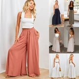 2023 Spring Summer Women Wide Leg Pants Casual High Waisted Long Skirt Pants for Girls Lace-Up Pants Брюки С Высокой