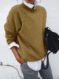 Autumn Long Pullover Solid Color Knitted