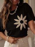 Fongt Version Is Good Thin Three-Dimensional Embroidery Folds Soft Thin Breathable Round Neck Short Sleeve T-Shirt