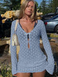 Fongt Beach Skirt Knitted Long-Sleeved Ass Bikini Swimsuit Burqa Holiday Sunscreen Woman