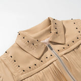 Fongt Female Retro 2025 Summer New Tuxedo Rivet Fashion Leather Short Jacket Jacket